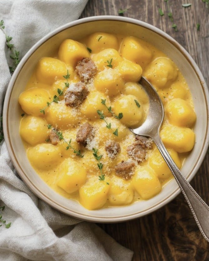 Creamy Butternut Squash Gnocchi With Sausage, Thyme & Sage